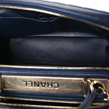 Chanel Lambskin Chevron Quilted Small Trendy CC Bowling Bag Navy Blue 5 of 10