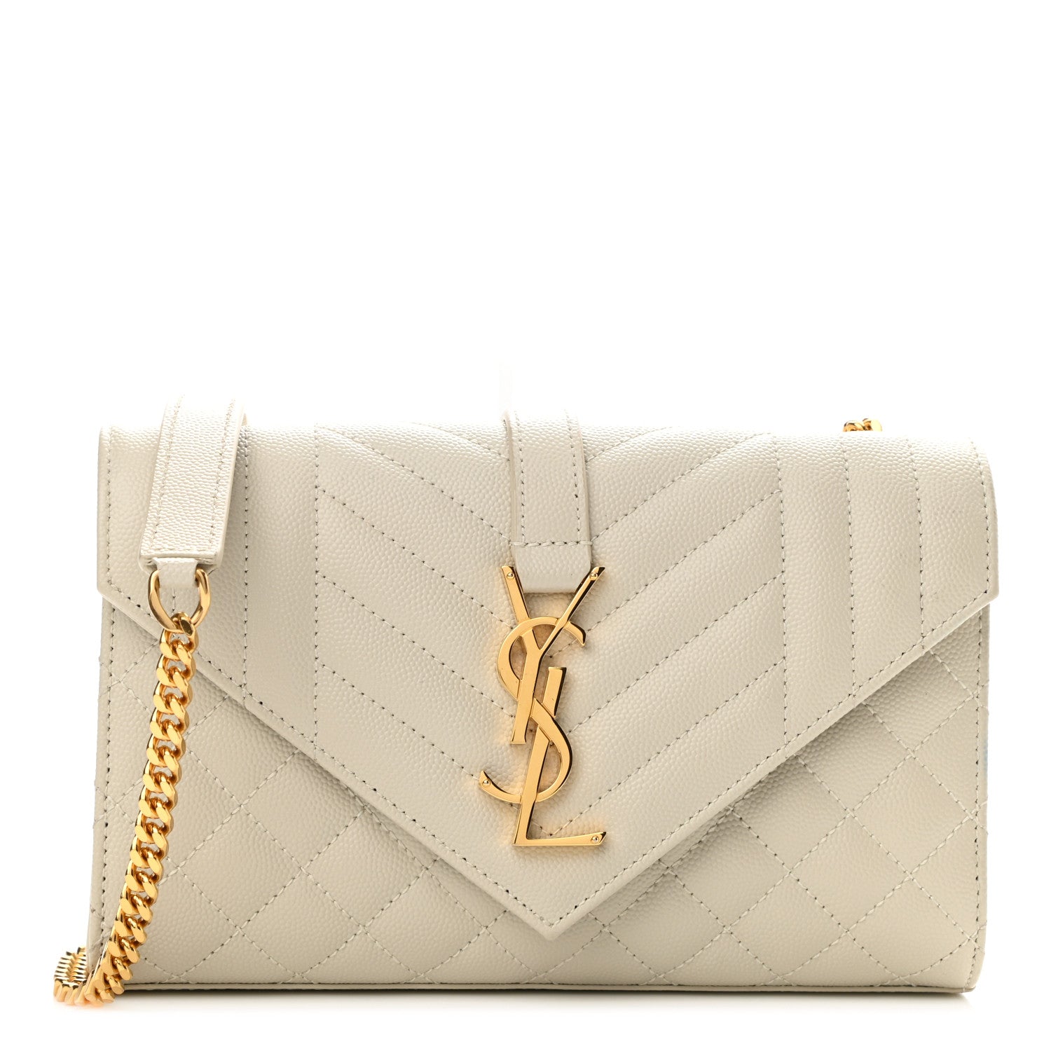 Saint Laurent Grain De Poudre Textured Mixed Matelasse Triquilt Small Monogram Satchel Crema Soft 1 of 8