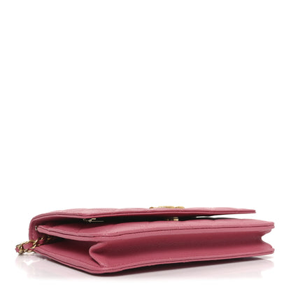 Chanel Caviar Quilted Textured CC Wallet On Chain WOC Pink 4 of 12