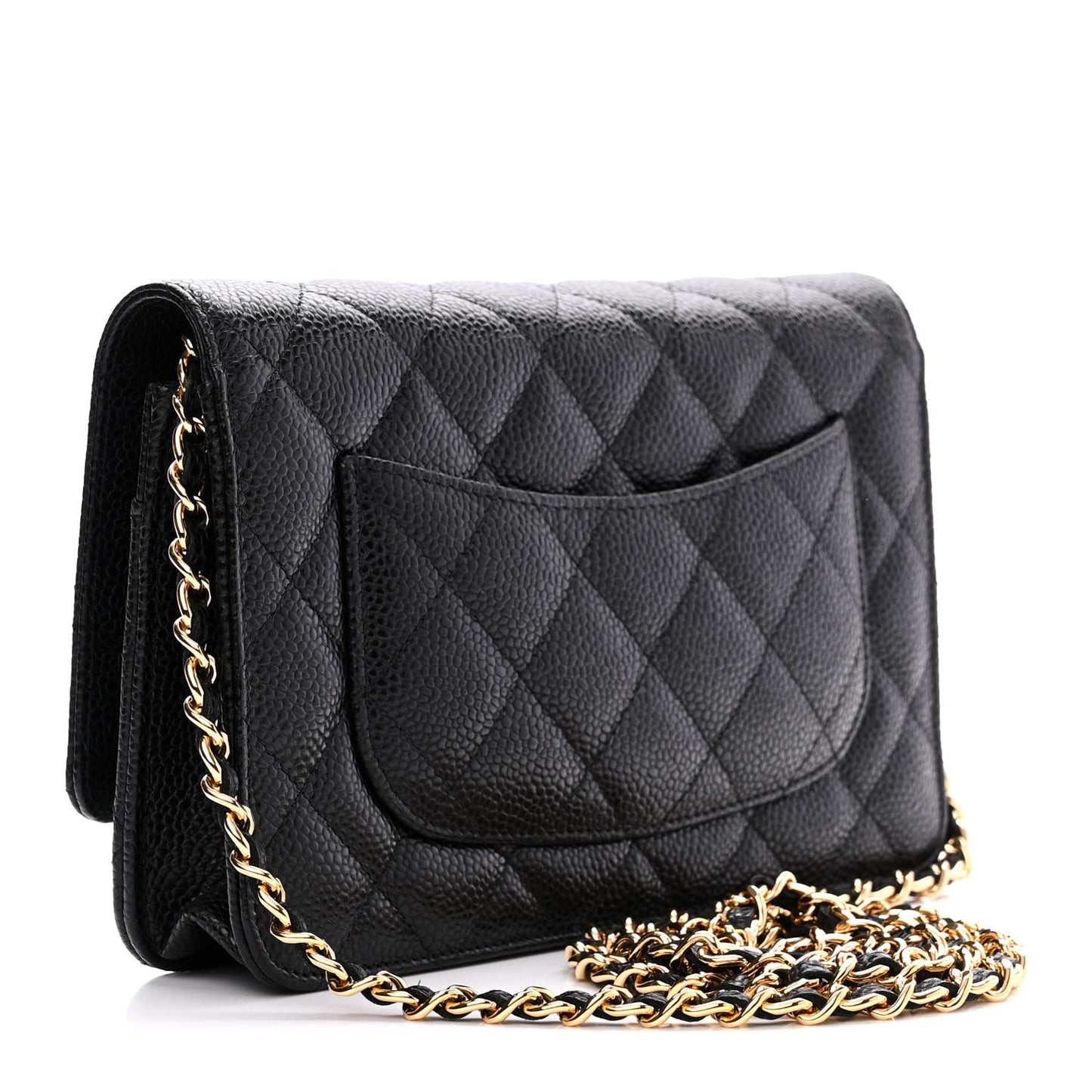 Caviar Quilted Wallet on Chain WOC Black