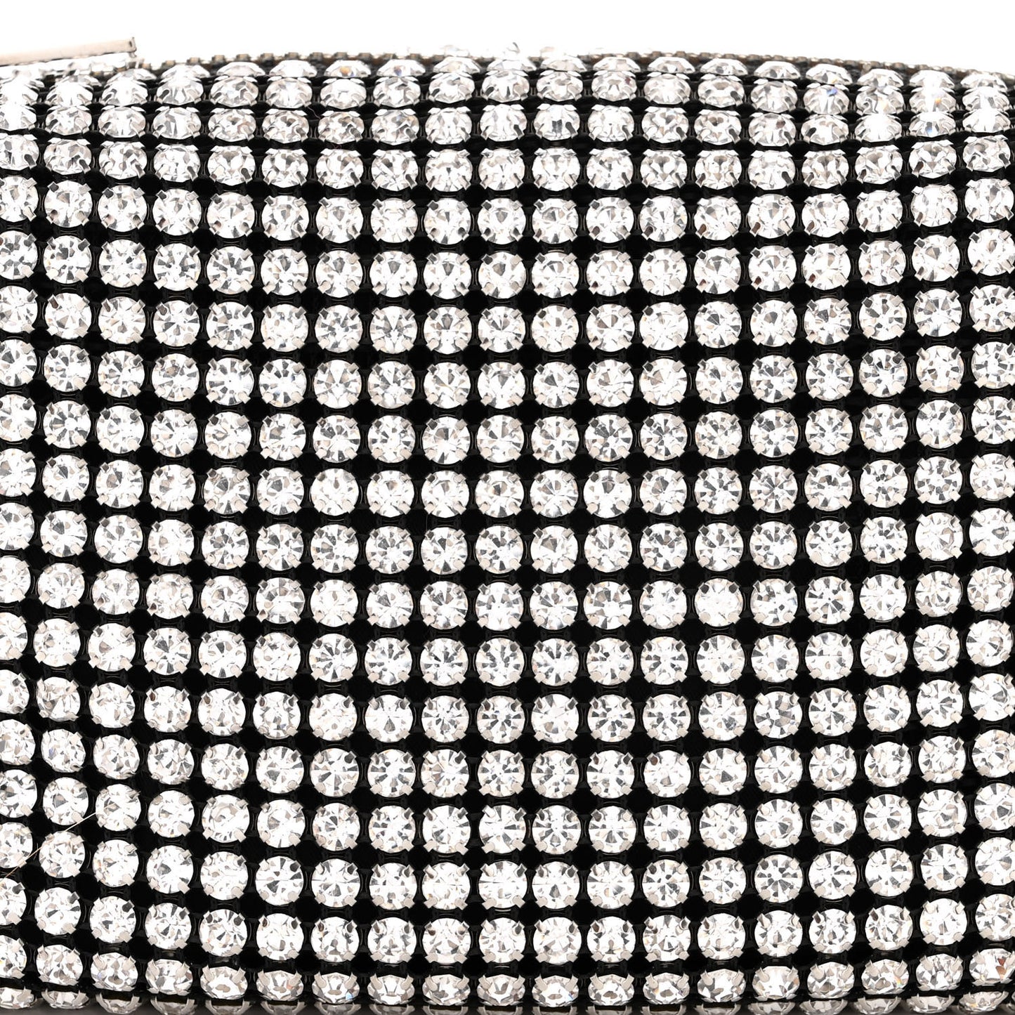 Mesh Crystal Rhinestone Mini Heiress Pouch Black Silver