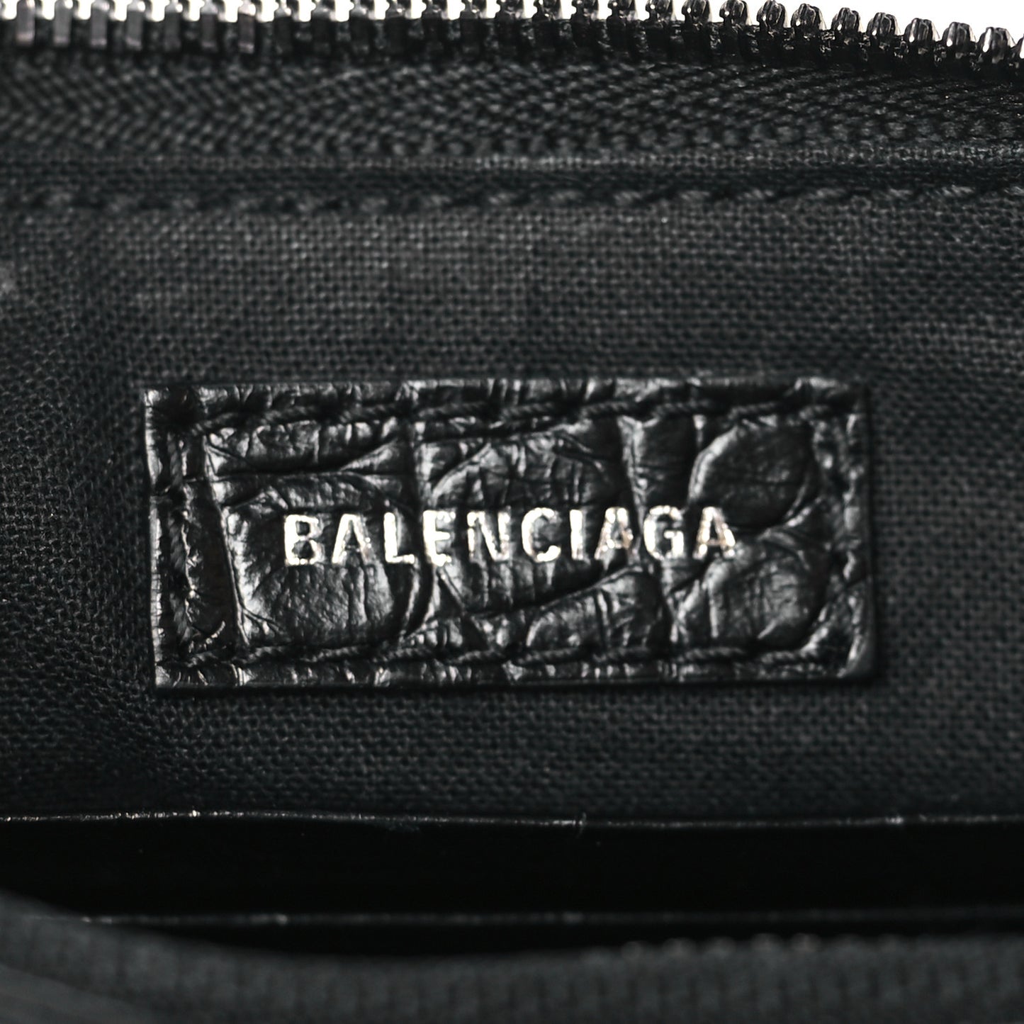 Extra Supple Calfskin Crystal Crocodile Embossed Le Cagole Mini Purse With Chain Black