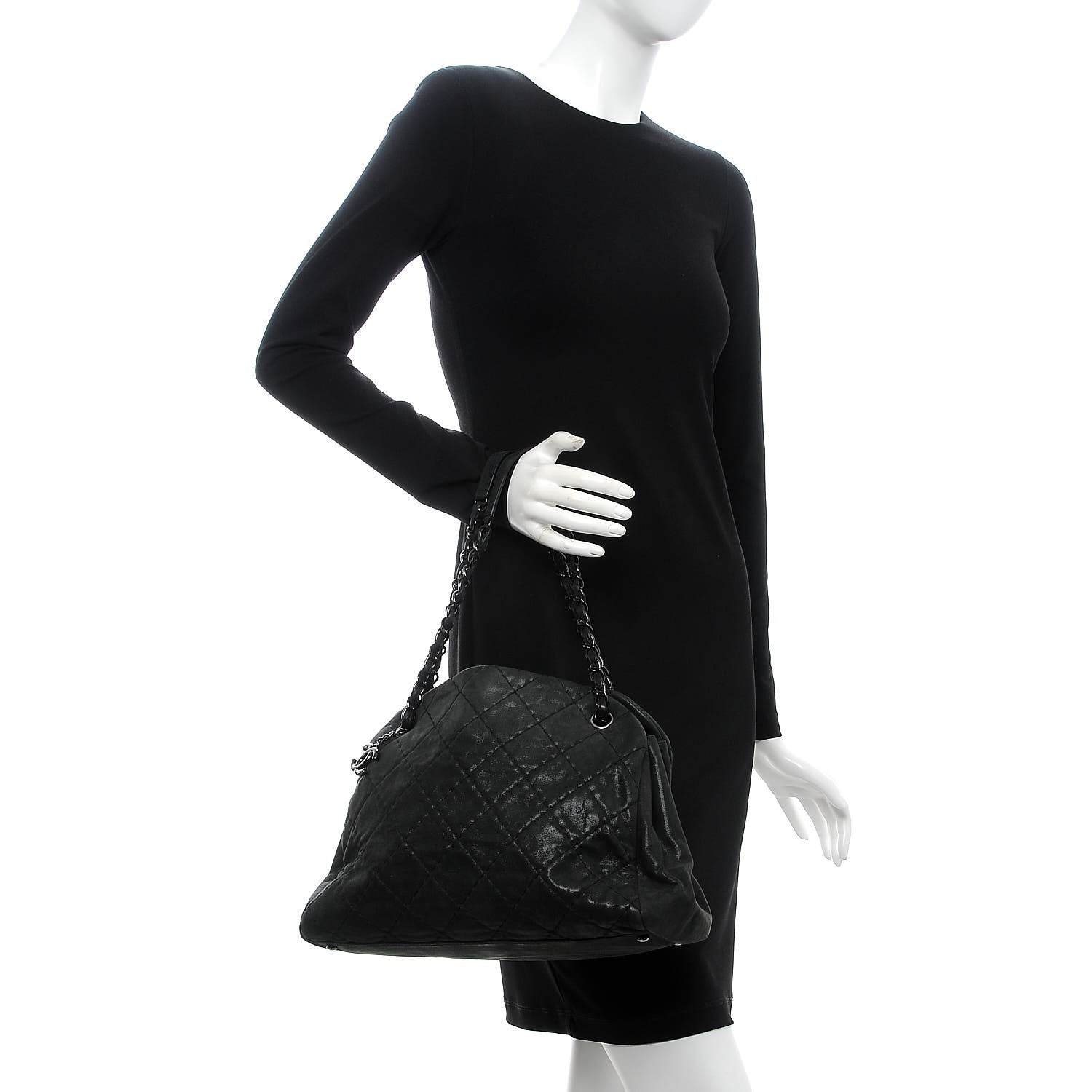 Chanel Iridescent Calfskin Large Just Mademoiselle Bowling Bag Black 2 of 7