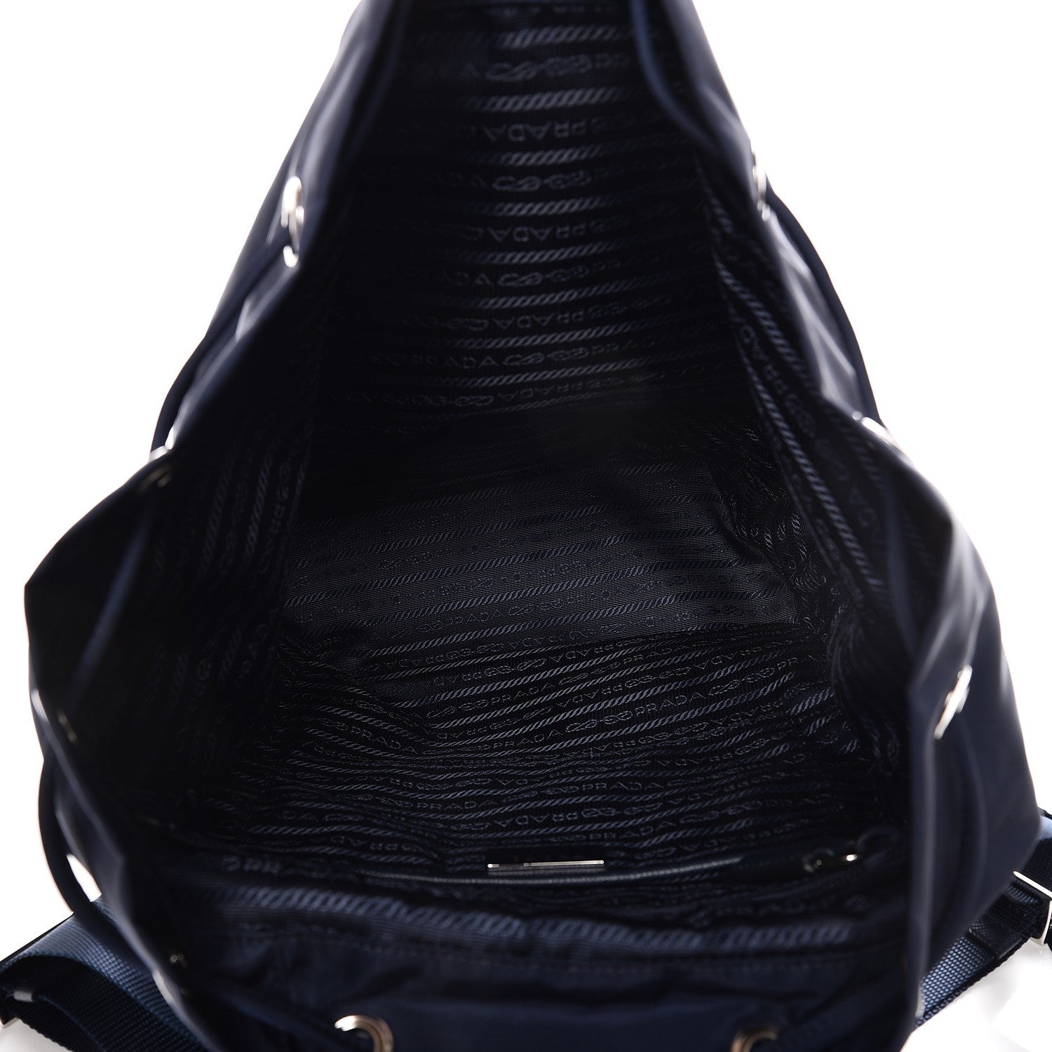 Prada Nylon Vela Saffiano Medium Cinch Backpack Baltico 5 of 7