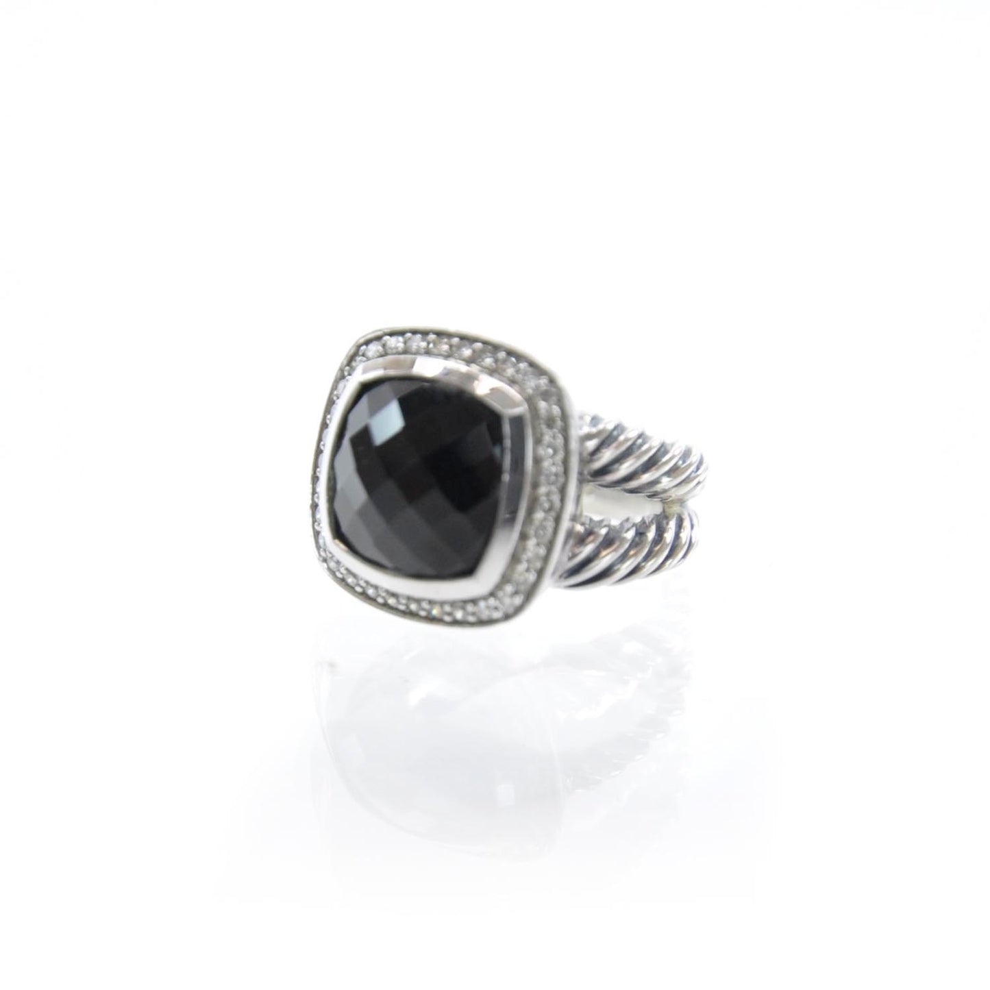 Sterling Silver Diamond Black Onyx 11mm Albion Ring 52 6