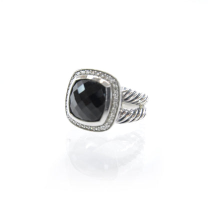 David Yurman Sterling Silver Diamond Black Onyx 11mm Albion Ring 52 6 1 of 5