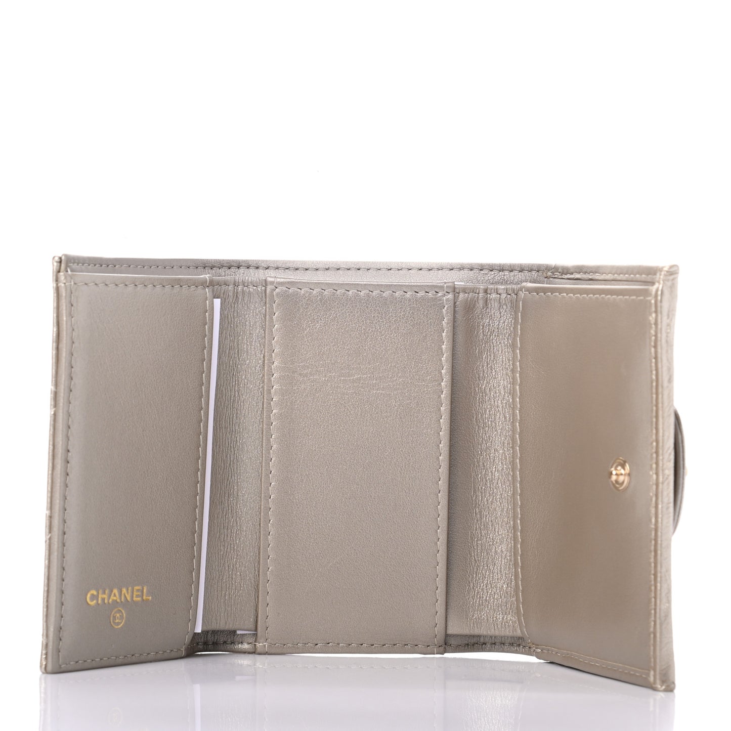 Metallic Aged Calfskin Quilted Reissue Compact Wallet Gold