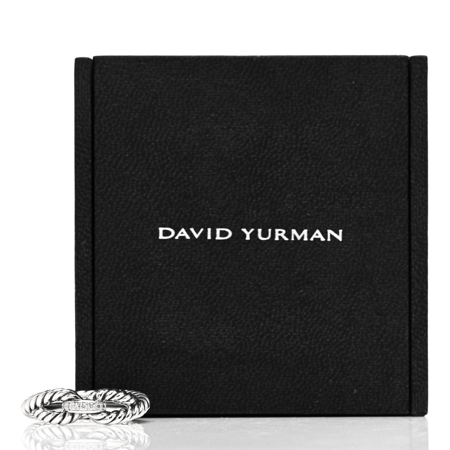 David Yurman Sterling Silver Diamond Cable Loop Band Ring 54 7 5 of 5