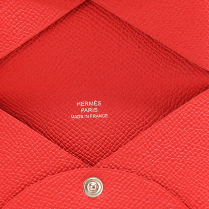 Hermes Epsom Calvi Card Case Rouge Casaque 6 of 7
