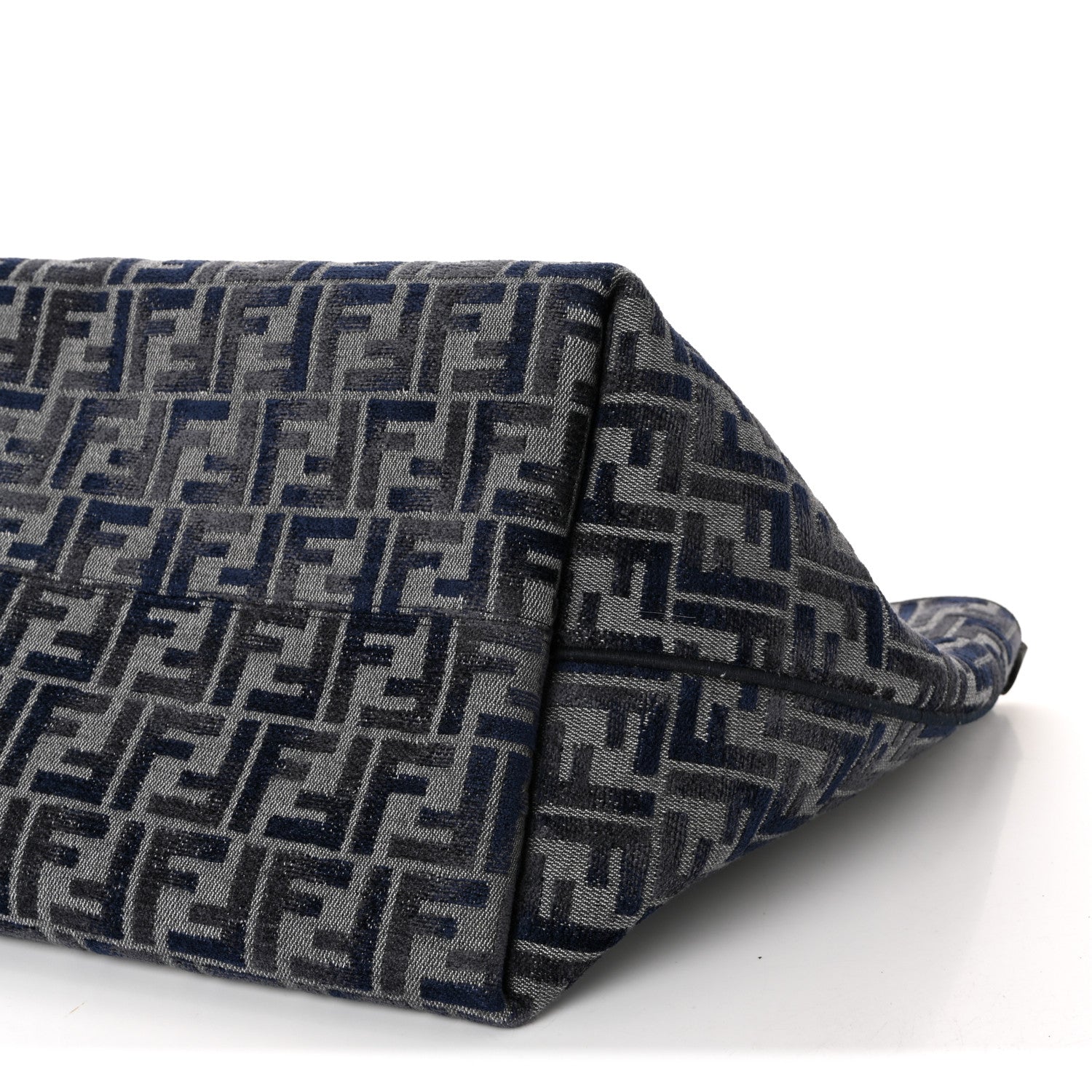 Fendi Chenille Vitello Santa Barbara FF Large Roll Reversible Shopping Tote Grigio Notte Flamingo 9 of 9