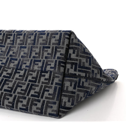 Fendi Chenille Vitello Santa Barbara FF Large Roll Reversible Shopping Tote Grigio Notte Flamingo 9 of 9