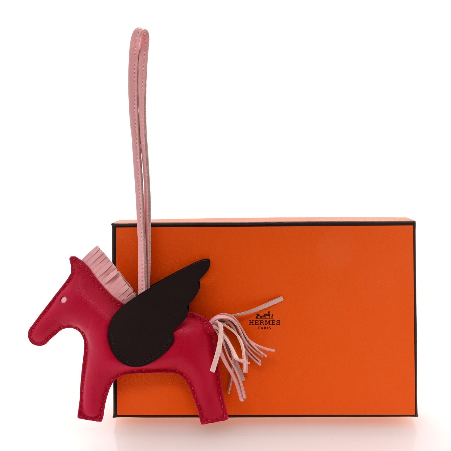 Hermes Milo Lambskin Grigri Rodeo Pegase Horse Bag Charm PM Framboise Rose Sakura Rouge Sellier 5 of 5