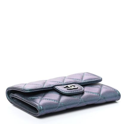 Chanel Iridescent Lambskin Quilted Flap Card Holder Turquoise 8 of 16