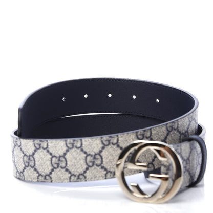 Gucci GG Supreme Monogram Interlocking G 37mm Belt 75 30 Beige Blue 5 of 6