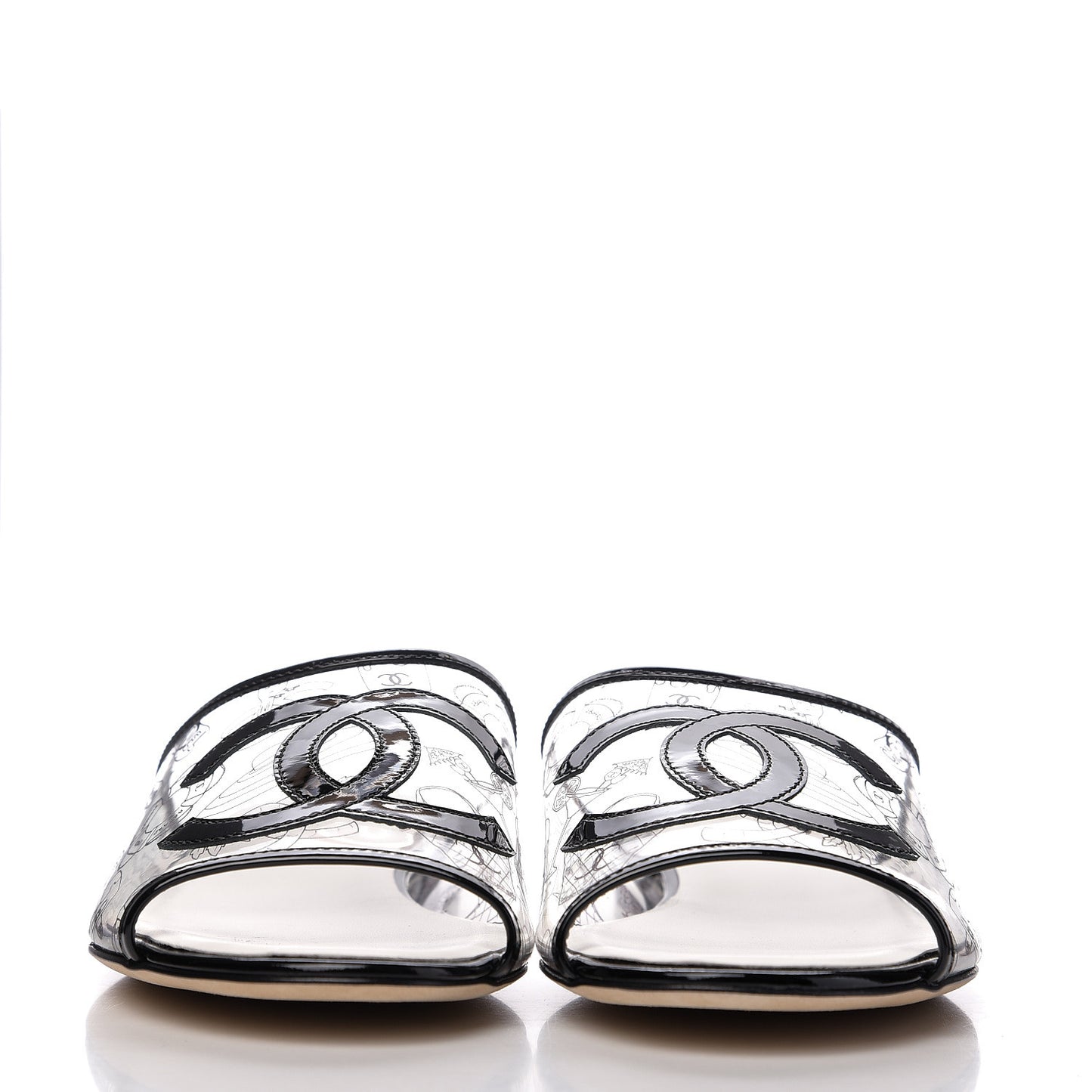 Fantasy Patent Plastic CC Mules 39.5 Transparent Black