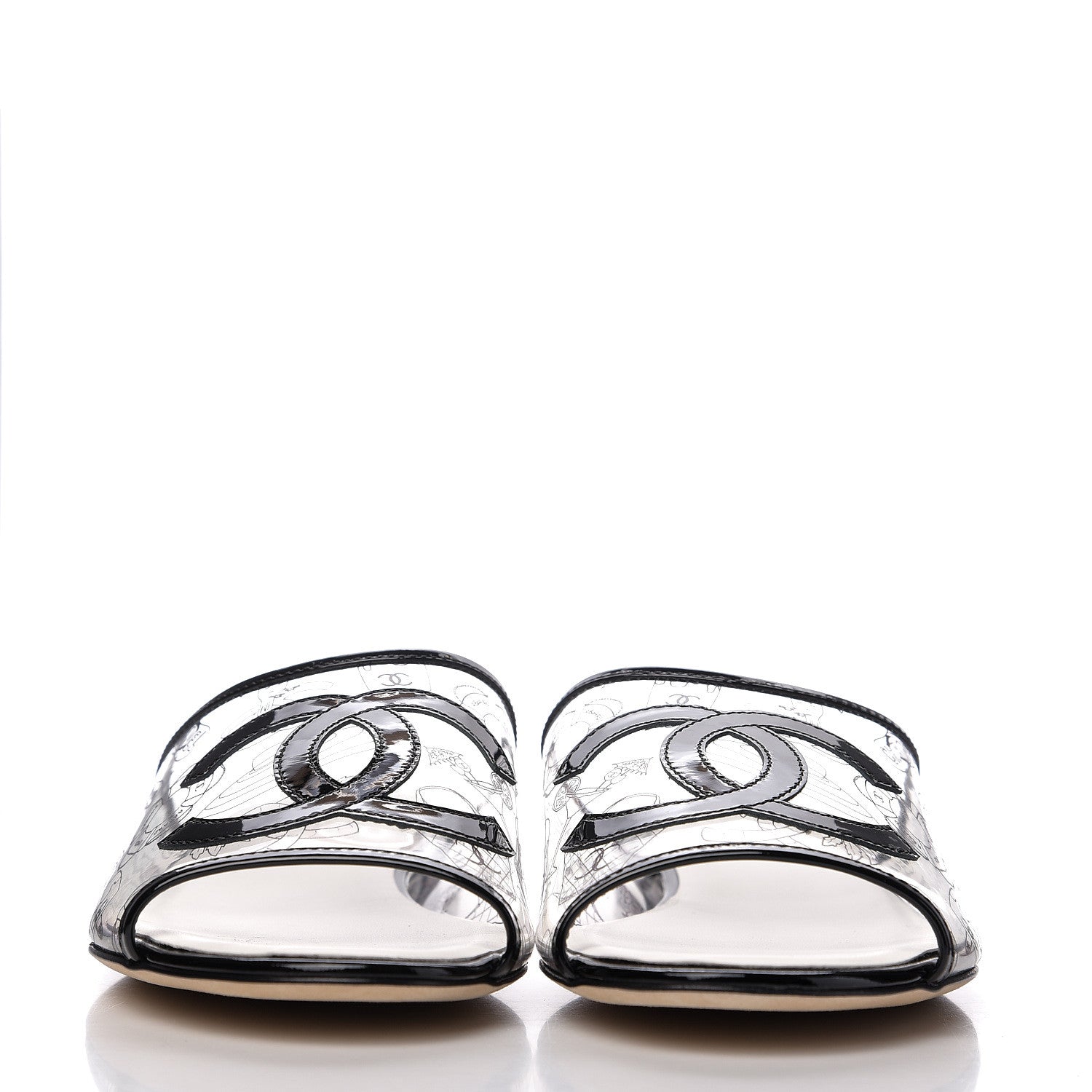 Chanel Fantasy Patent Plastic CC Mules 39.5 Transparent Black 2 of 7