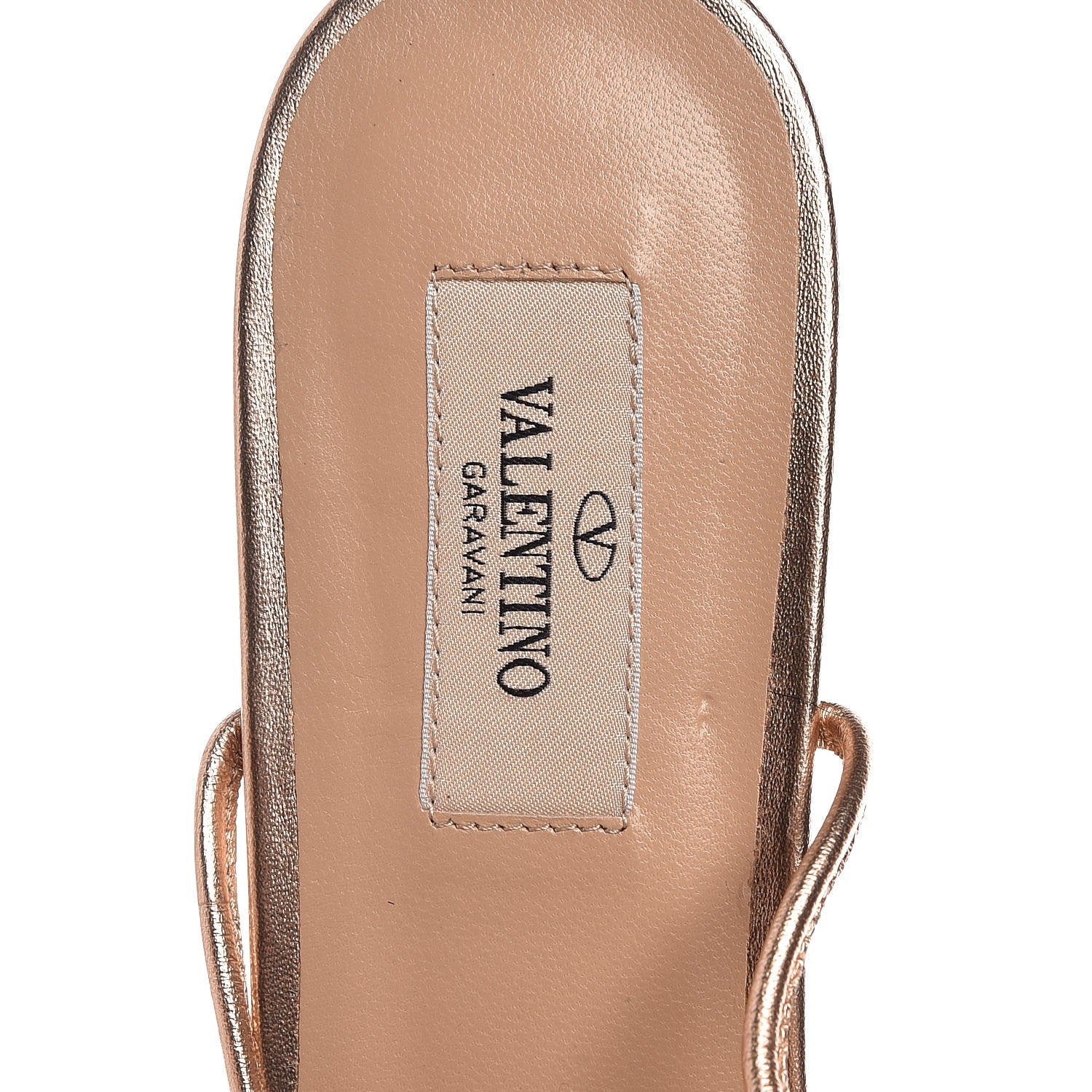 Valentino Garavani Metallic Nappa Rockstud Criss Cross Ankle Wrap Flat Sandals 39 Rame 7 of 7