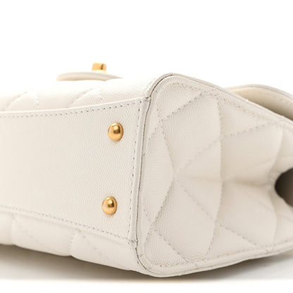 Chanel Shiny Caviar Quilted Small Top Handle Flap White 10 of 14