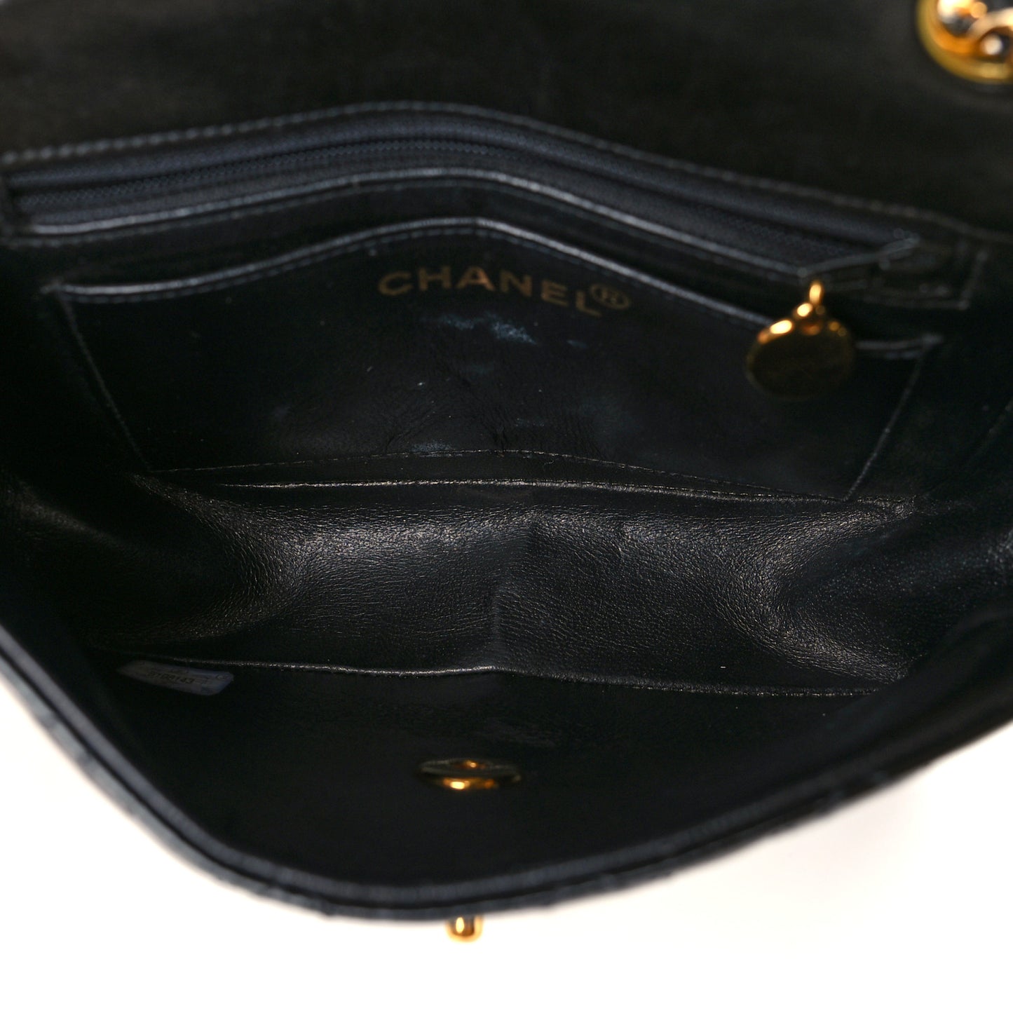 Patent Calfskin Quilted Mini Square Flap Black