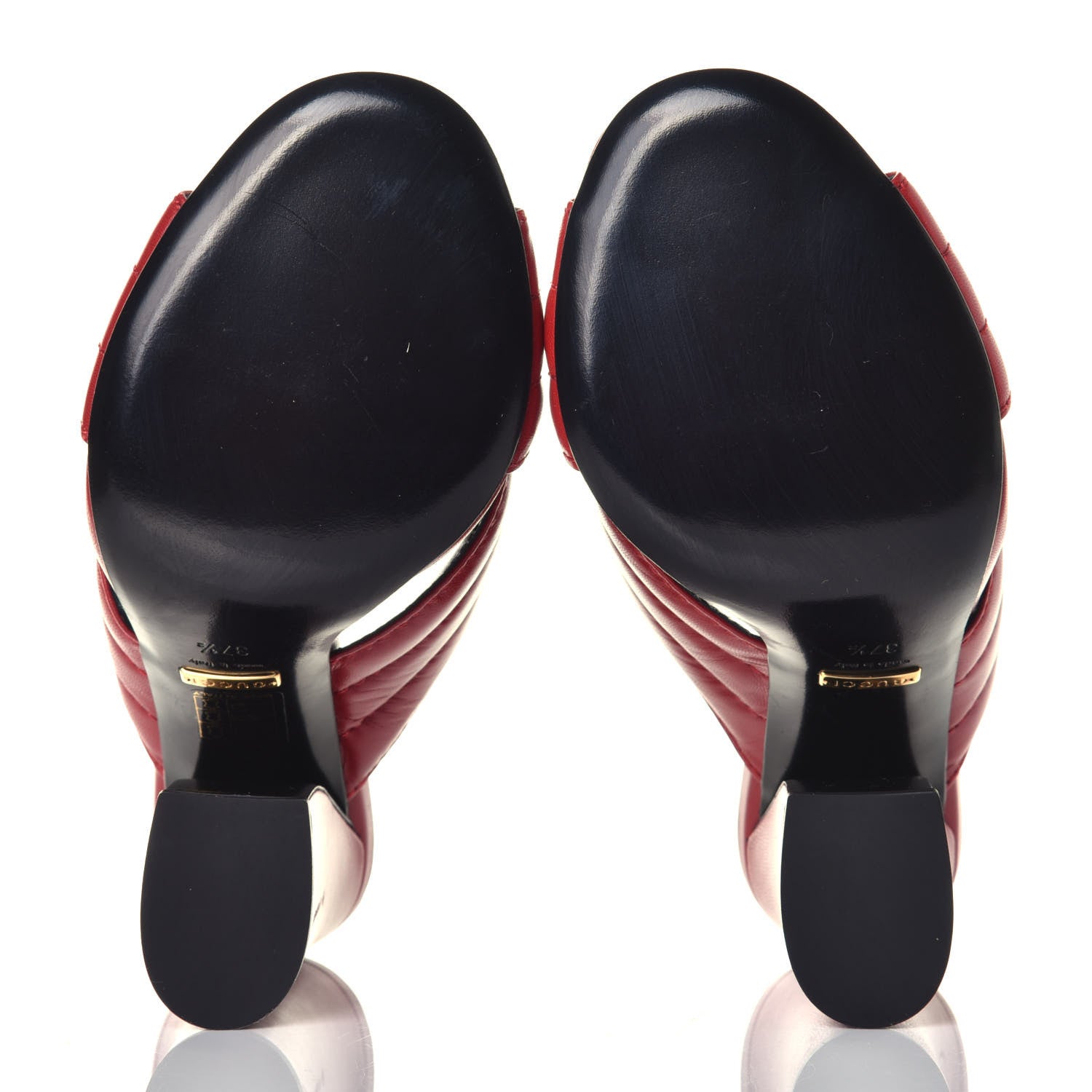 Gucci Malaga Kid Webby Crossover High Heel Slide Sandals 37.5 Hibiscus Red 5 of 9