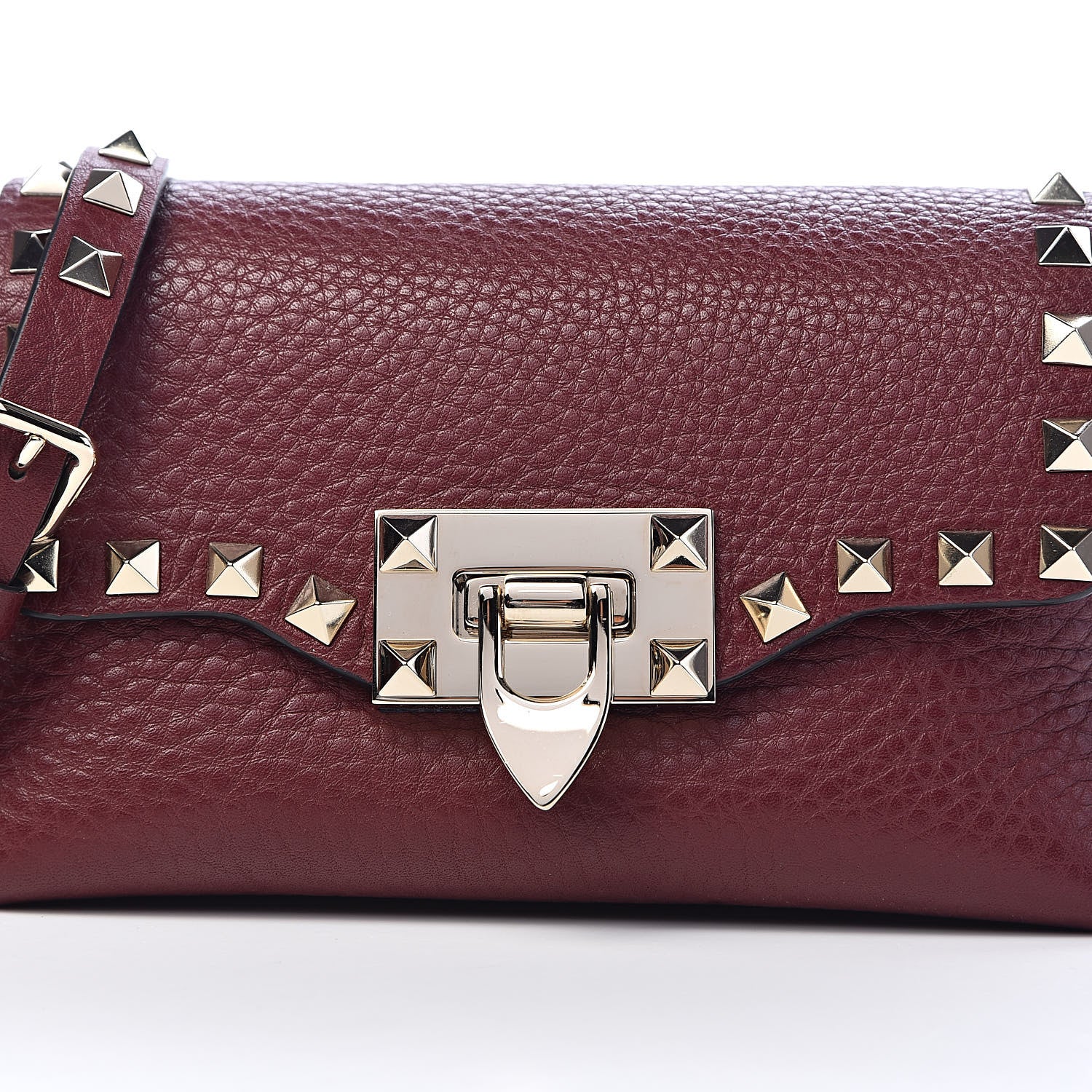 Valentino Garavani Pebbled Calfskin Mini Rockstud Crossbody Bag Rubin 10 of 10