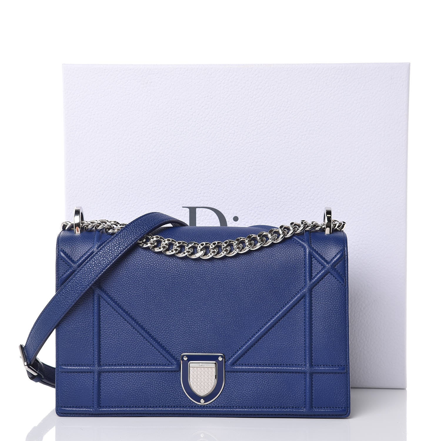 Christian Dior Grained Calfskin Medium Diorama Flap Bag Bleu De Minuit 7 of 7