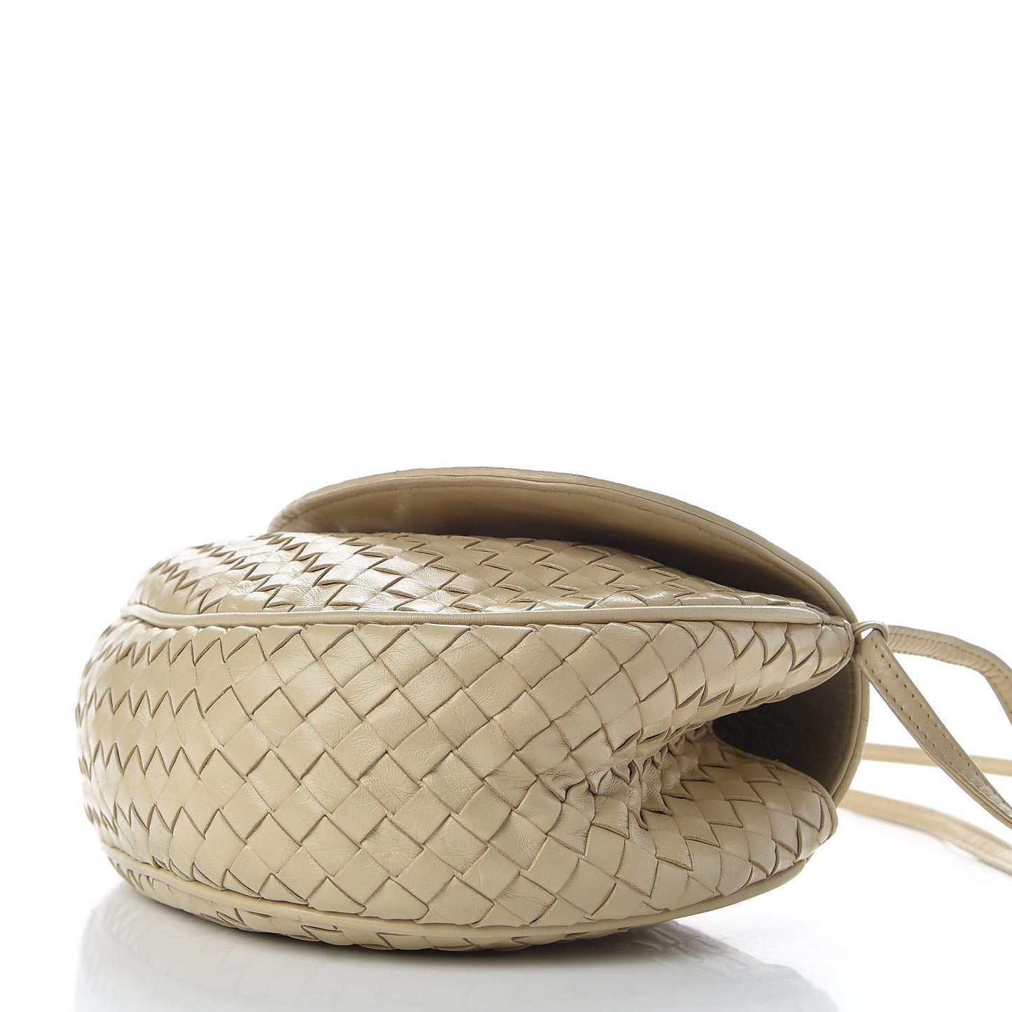 Nappa Intrecciato Crossbody Flap Bag Beige