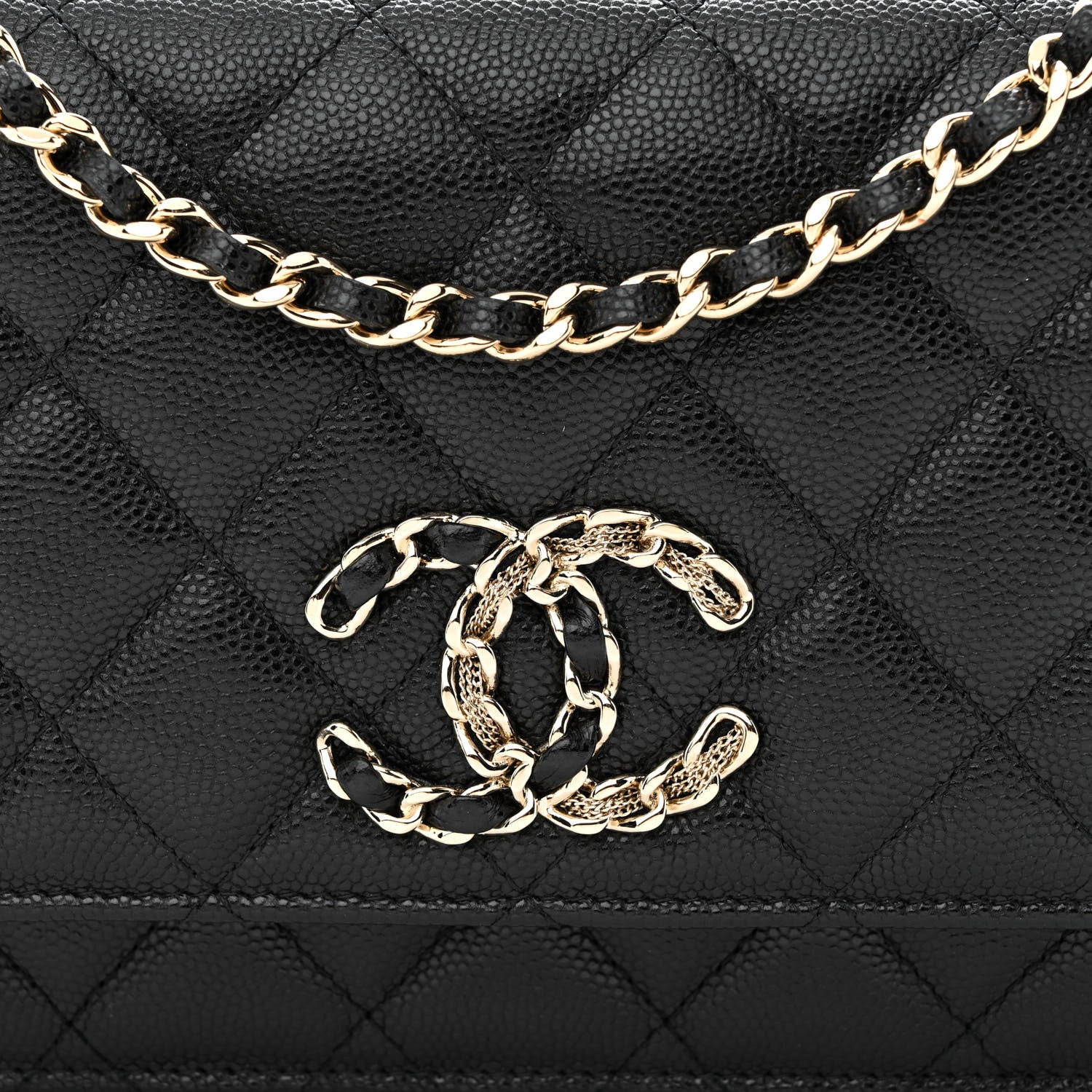 Chanel Caviar Quilted French New Wave Chain CC Wallet On Chain WOC Black 9 of 13