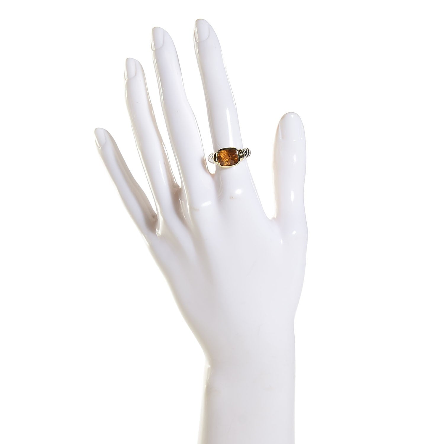 David Yurman Sterling Silver 14K Yellow Gold Citrine 10mm Noblesse Ring 52 6 2 of 6
