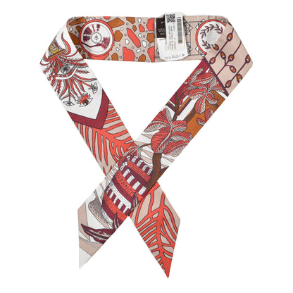 Hermes Silk La Danse Des Amazones Twilly Beige Corail Brun 1 of 4