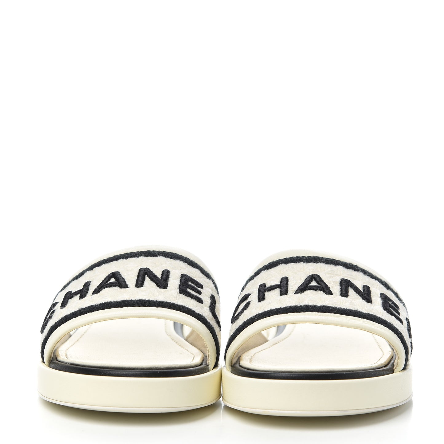 Lambskin Embroidered CC Mule Sandal 38 Ivory Black