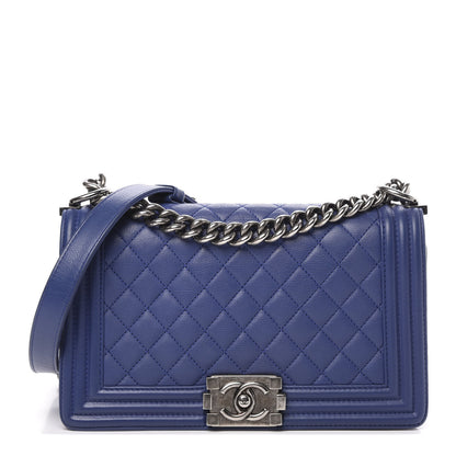 Chanel Calfskin Quilted Medium Boy Flap Blue 1 of 12
