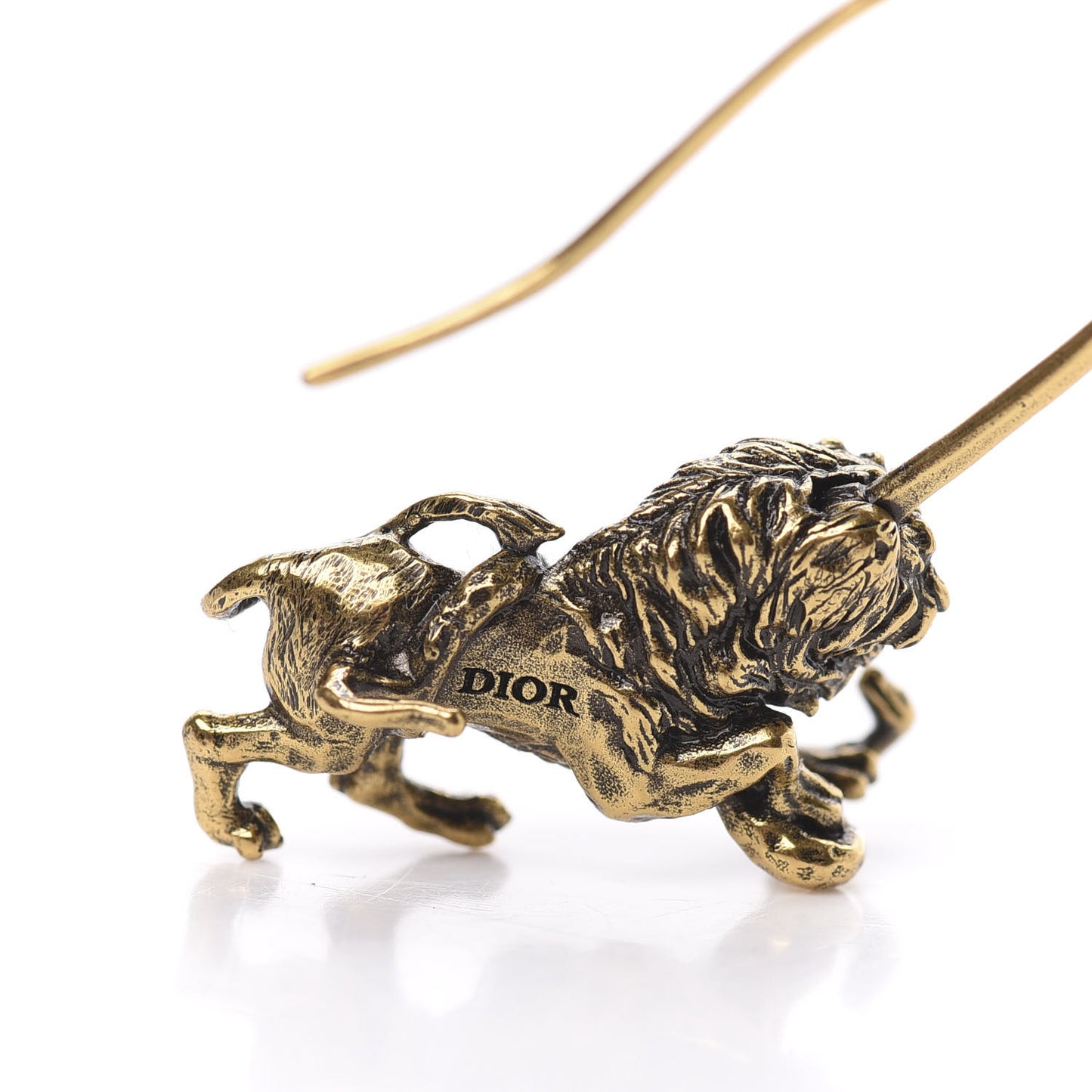 Metal Lion Giraffe D-Wild Hoop Earrings Antique Gold