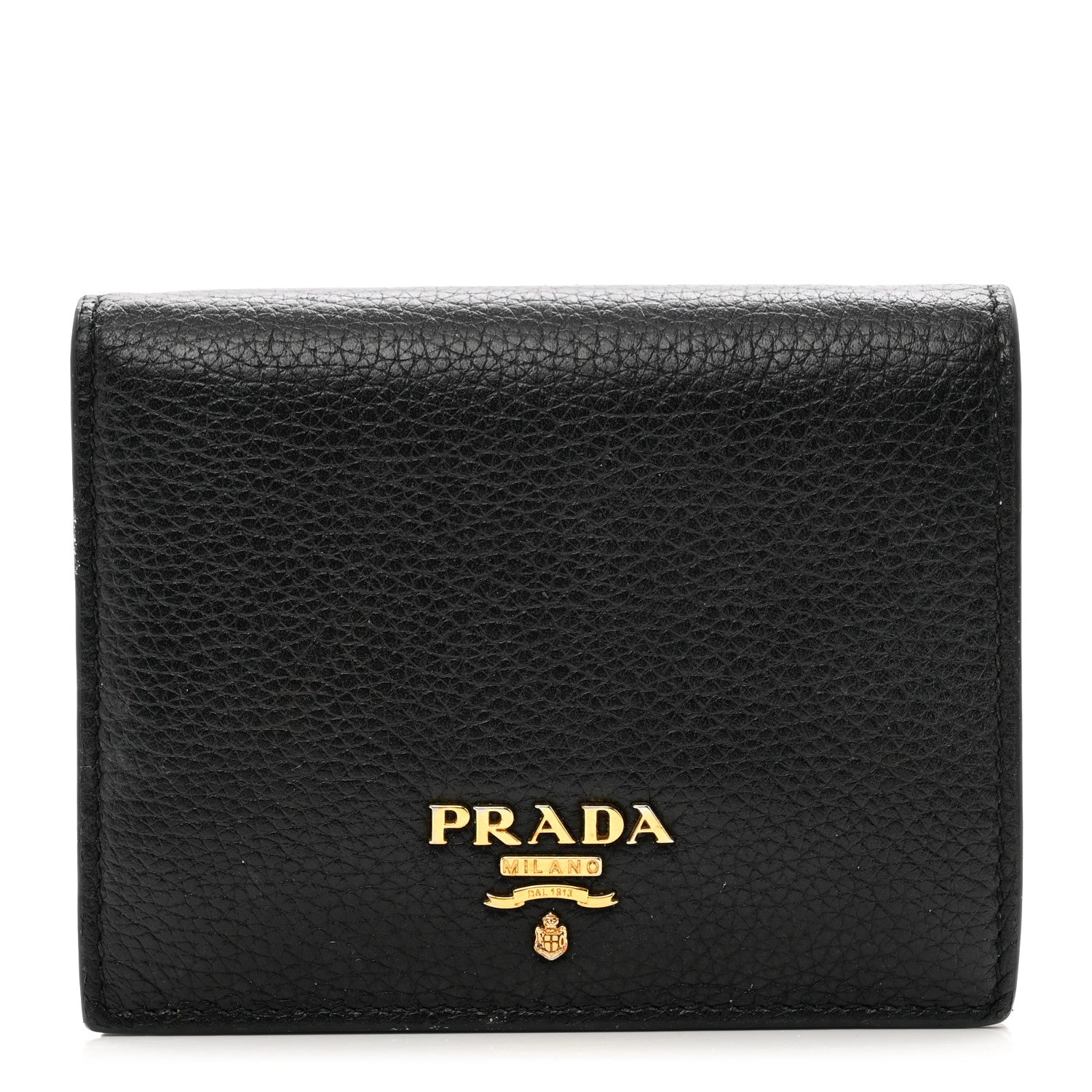 Prada Vitello Daino Small Bi-Fold Walle Black Fuoco 1 of 8