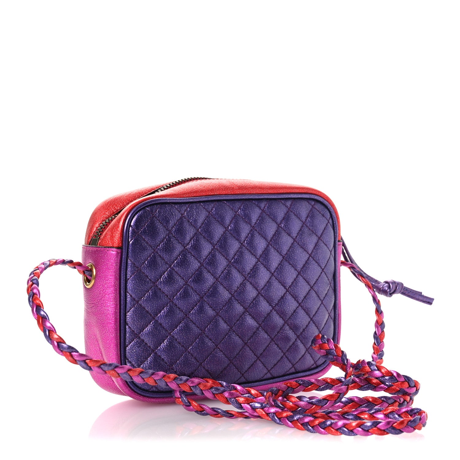 Gucci Laminated Nappa Trapuntata Mini Zumi Shoulder Bag Rosso Fuxia Bizantin 3 of 11