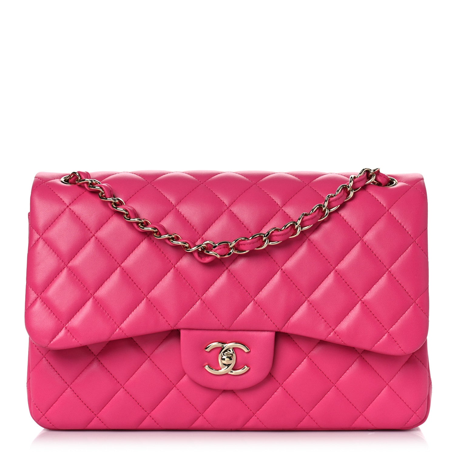 Chanel Lambskin Quilted Jumbo Double Flap Fuchsia 1 of 9