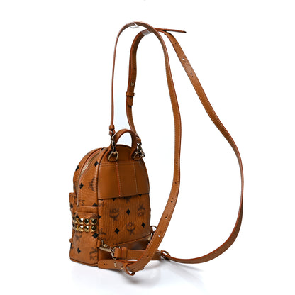 MCM Visetos Side Stud X-Mini Stark Bebe Boo Backpack Cognac 3 of 10