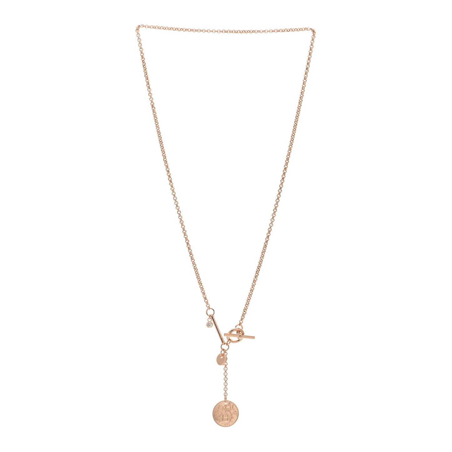 18K Rose Gold Diamond PM Ex-Libris Pendant Necklace
