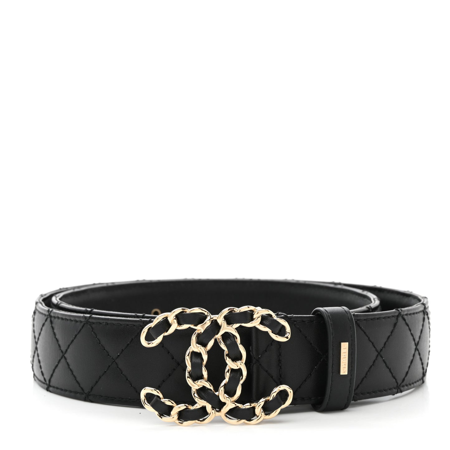 Calfskin Quilted CC Chain Belt 85 34 Black