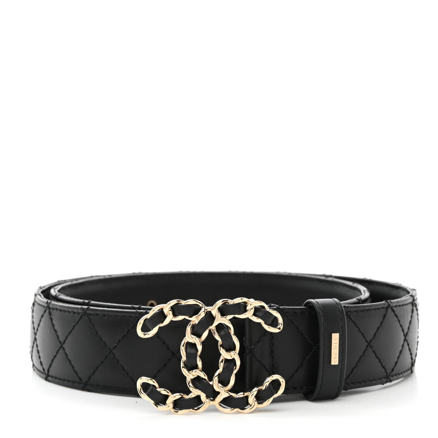 Chanel Calfskin Quilted CC Chain Belt 85 34 Black 1 of 8