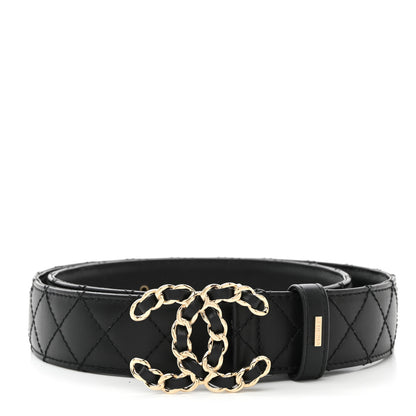 Chanel Calfskin Quilted CC Chain Belt 85 34 Black 1 of 8