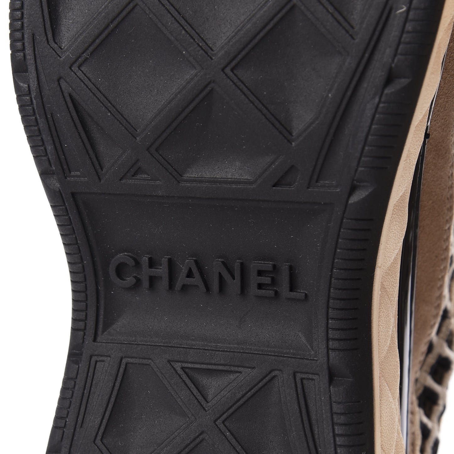 Suede Calfskin Embroidered CC Sneakers 36.5 Beige Black