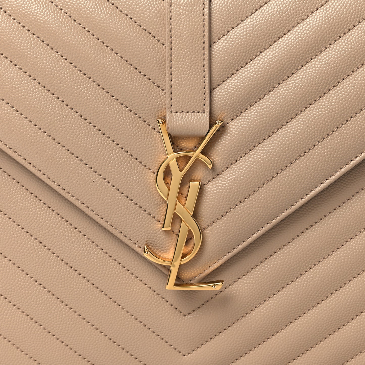 Grain De Poudre Matelasse Chevron Large Monogram Satchel Dark Beige