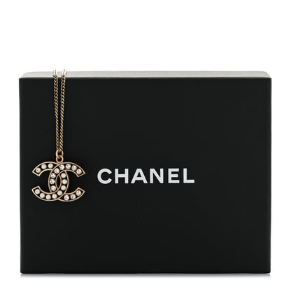Chanel Crystal Pearl CC Pendant Necklace Gold 7 of 7
