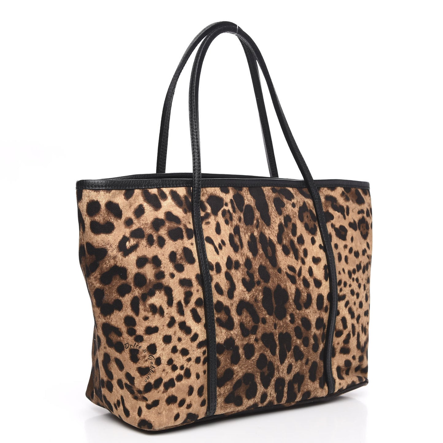 Canvas Leopard Print Medium Tote Black