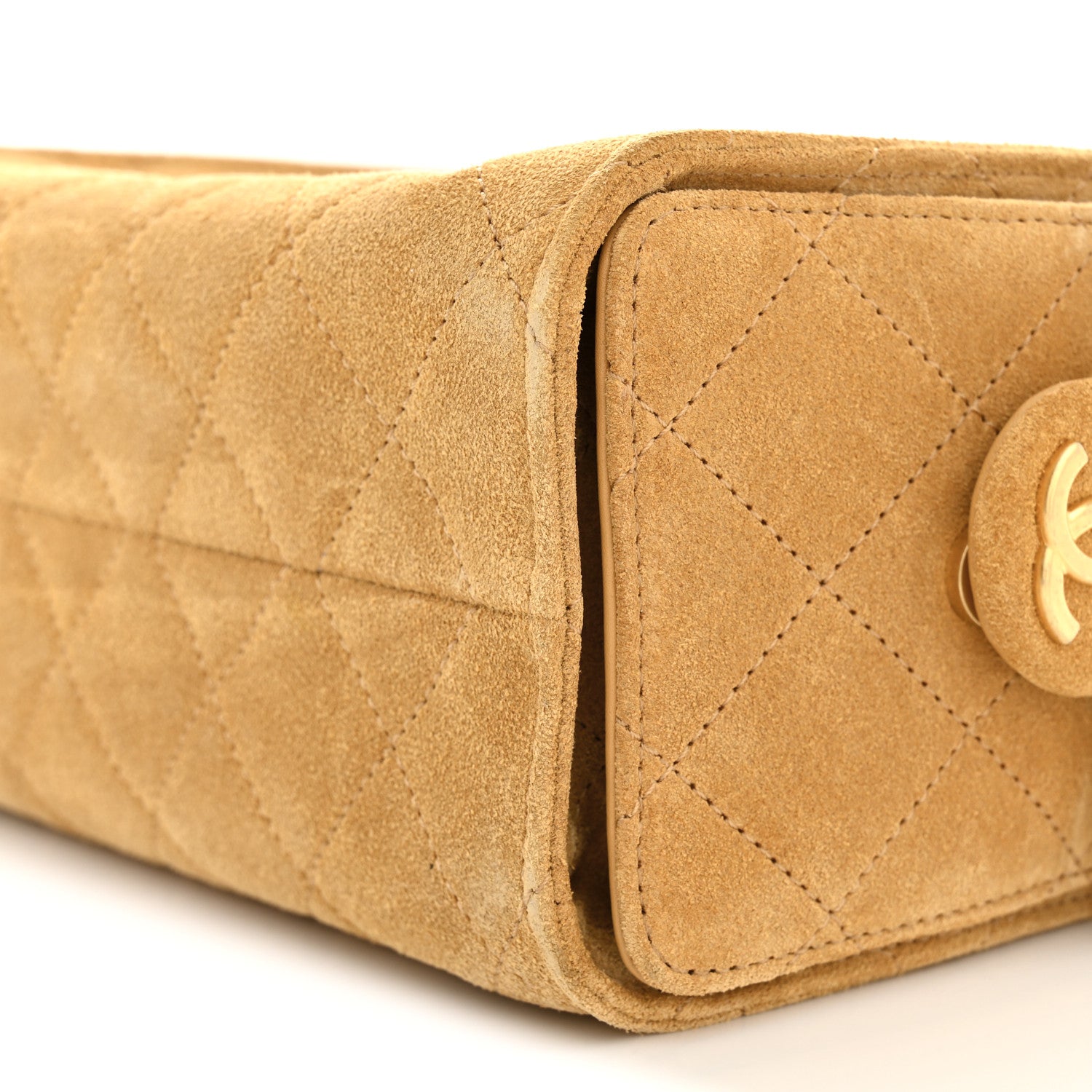 Chanel Suede Quilted Mini Chanel 25 Handbag Beige 10 of 11