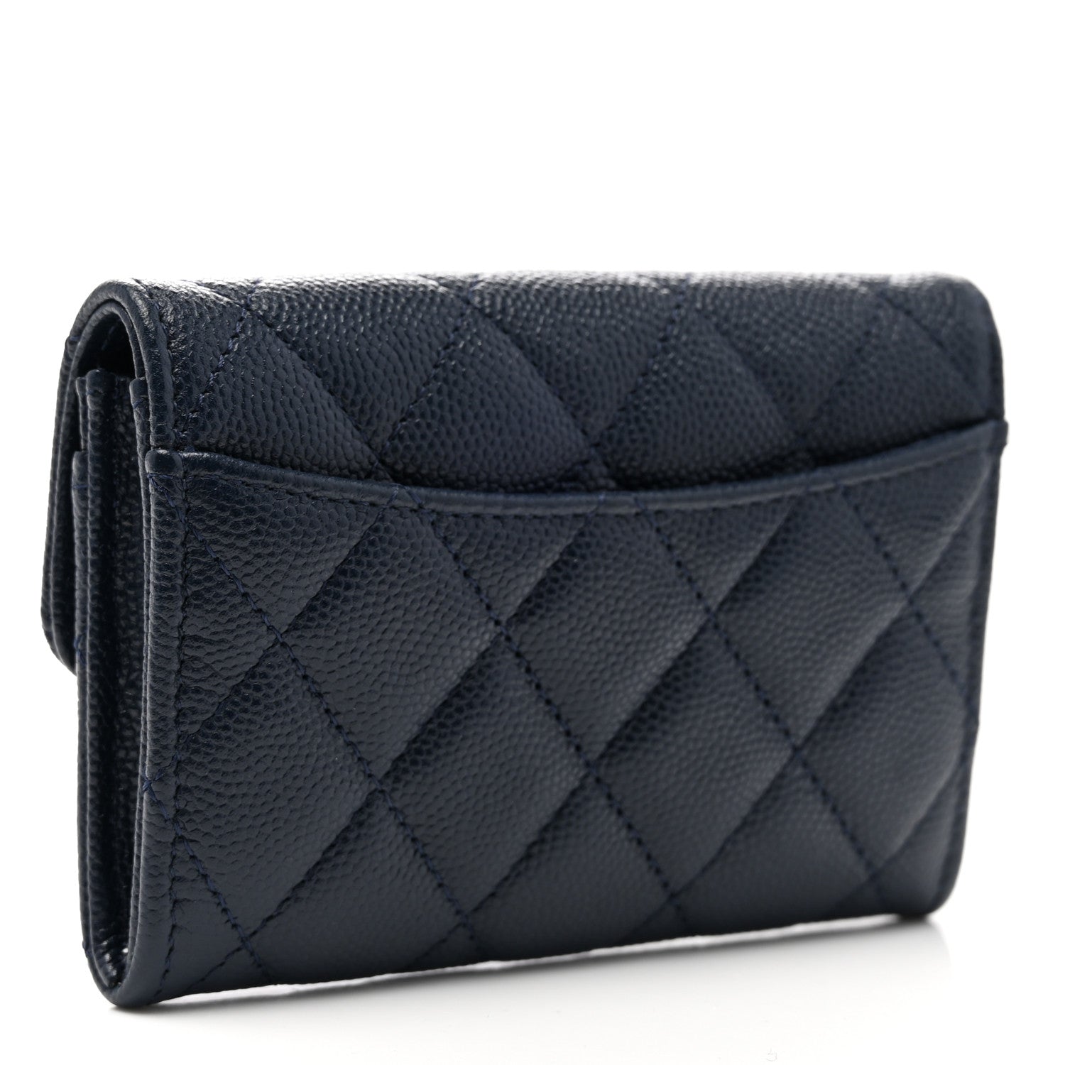 Chanel Caviar Quilted Flap Card Holder Wallet Navy 3 of 9