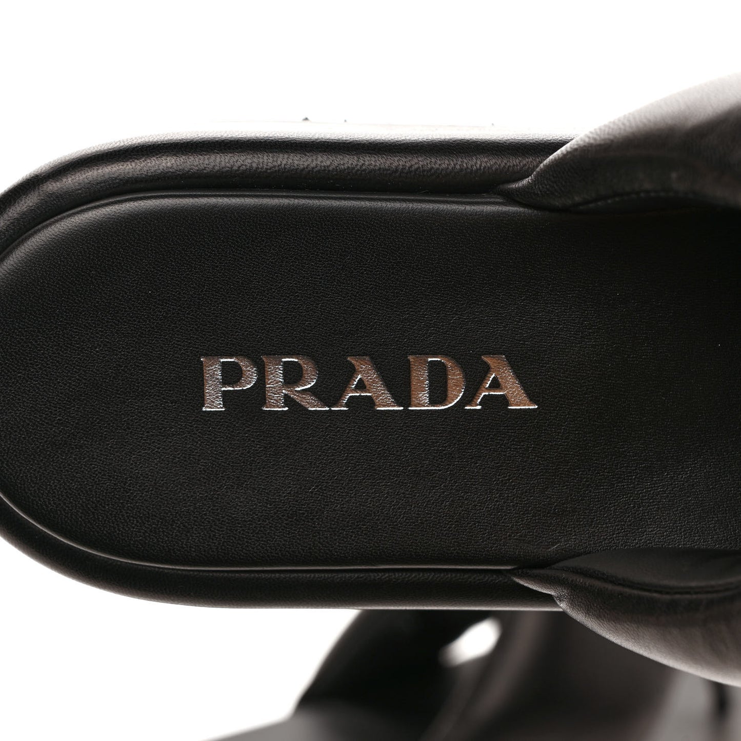 Nappa Soft Padded Metal Triangle Logo 35mm Thong Sandals 40 Black
