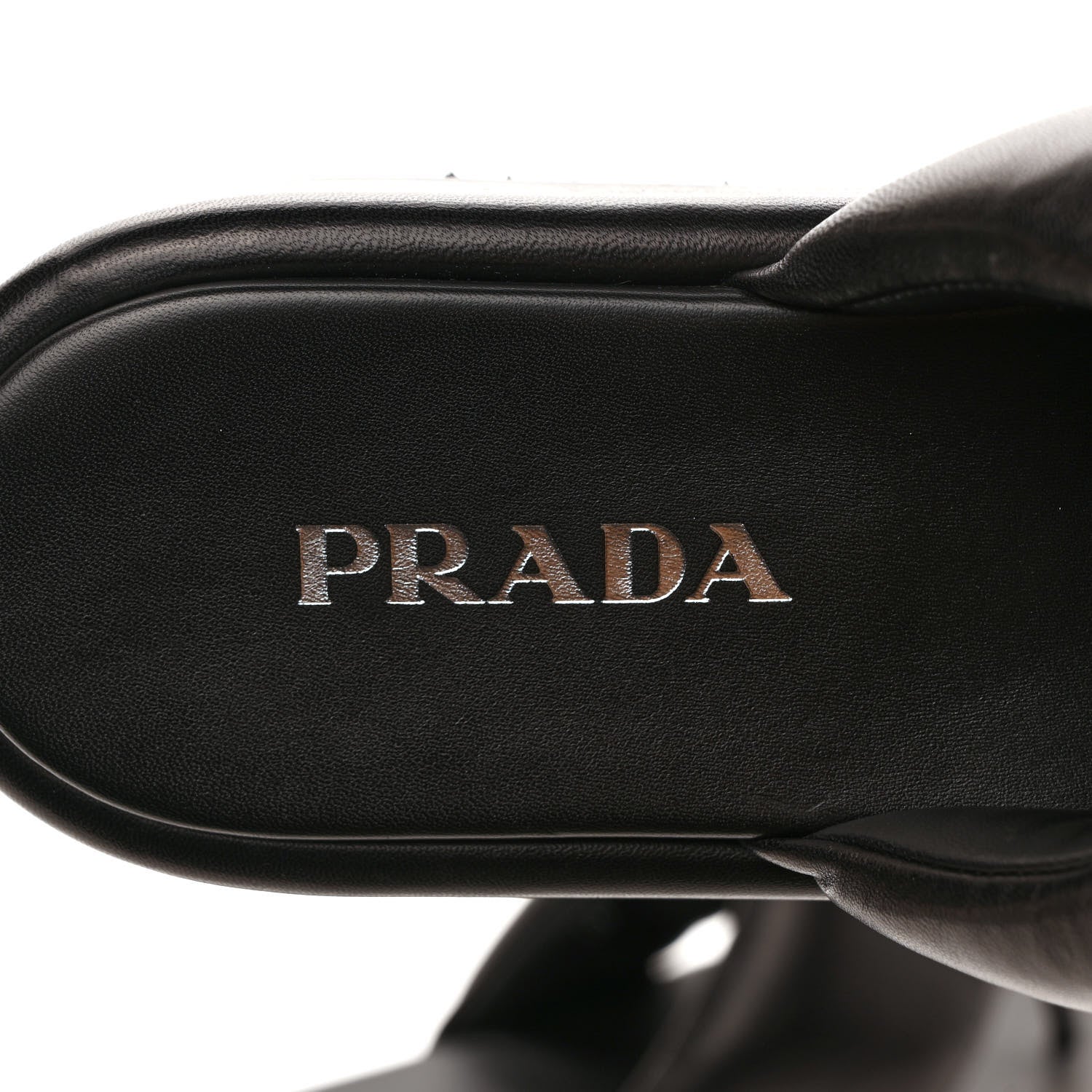 Prada Nappa Soft Padded Metal Triangle Logo 35mm Thong Sandals 40 Black 7 of 9