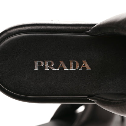 Prada Nappa Soft Padded Metal Triangle Logo 35mm Thong Sandals 40 Black 7 of 9